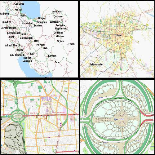 نقشه آفلاین کم حجم OSM ایران بزرگنمایی 22x